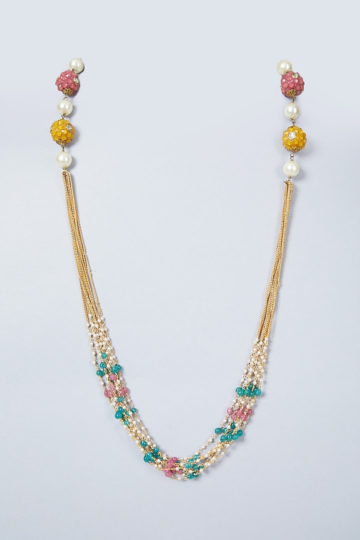 Gold Plated Multi Colored Beads Necklace by Just Shraddha