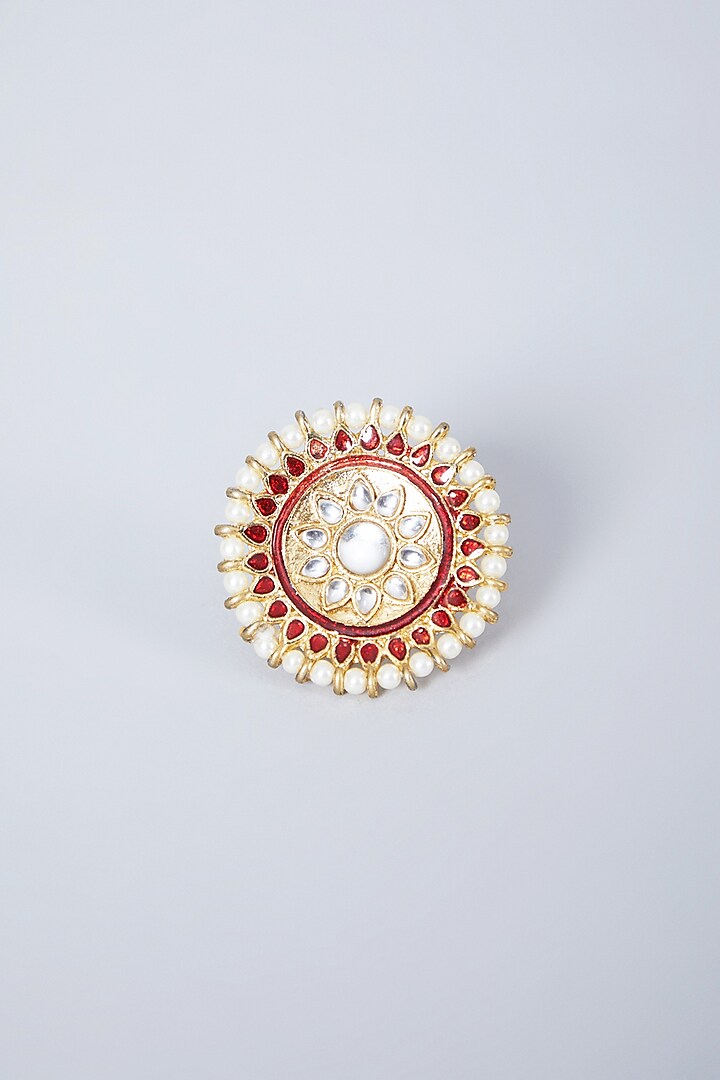 Gold Plated Pearl Ring by Just Shraddha