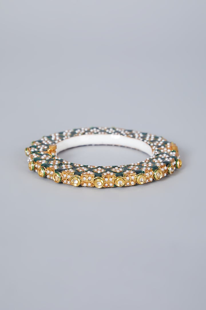 Gold Plated Pearl Bangle by Just Shraddha at Pernia's Pop Up Shop