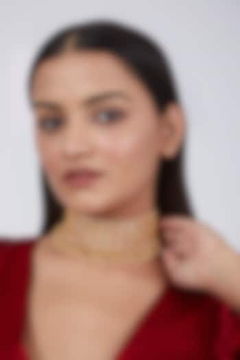 Gold Plated Kundan Polki & Pearl Choker Necklace by Just Shraddha at Pernia's Pop Up Shop