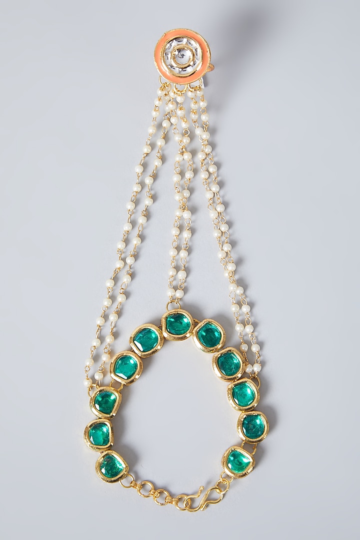 Gold Plated Kundan Polki Hathphool by Just Shraddha at Pernia's Pop Up Shop