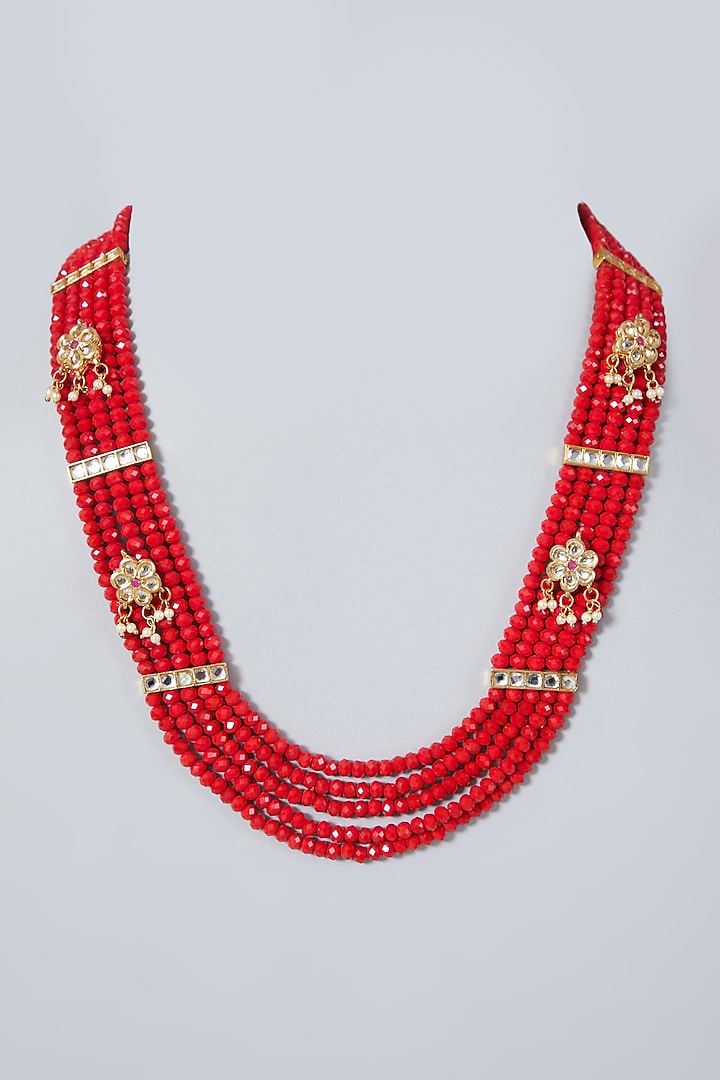 Gold Plated Kundan Polki Multi Layered Necklace by Just Shraddha at Pernia's Pop Up Shop