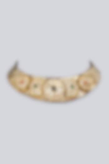 Gold Plated Kundan Polki Hasli Necklace by Just Shraddha