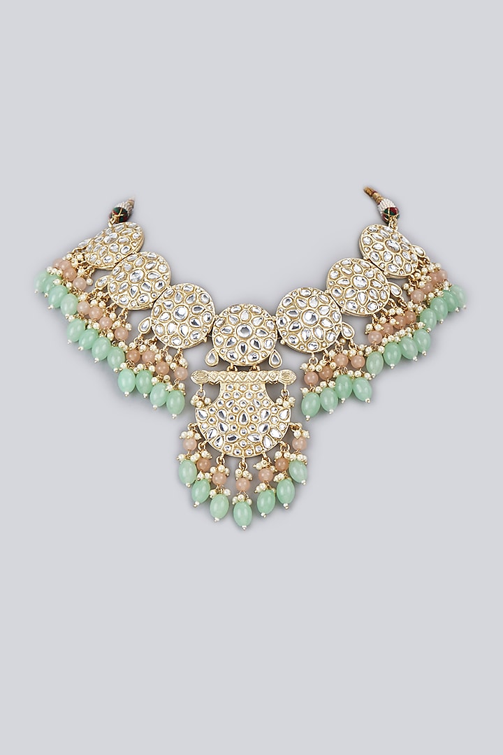 Gold Plated Kundan Polki Necklace by Just Shraddha