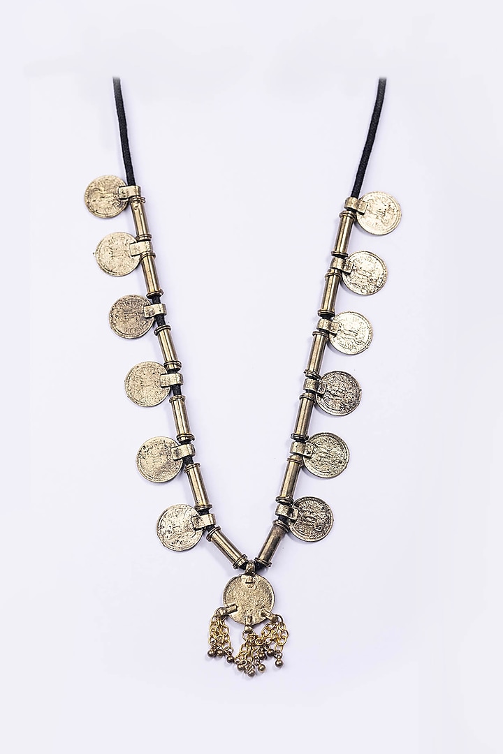 Oxidised Gold Plated Coin Necklace by Just Shraddha