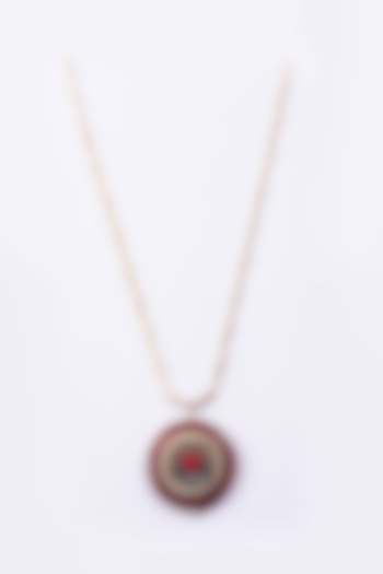 Gold Plated Pendant Necklace With Pachi Work by Just Shraddha