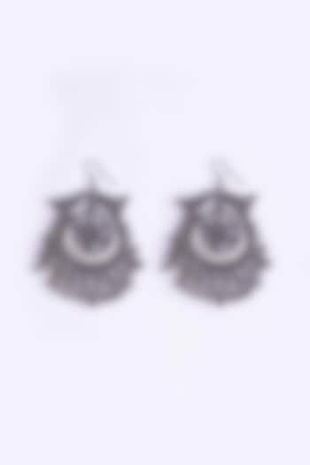 Oxidised Silver Finish Chandbali Earrings by Just Shraddha