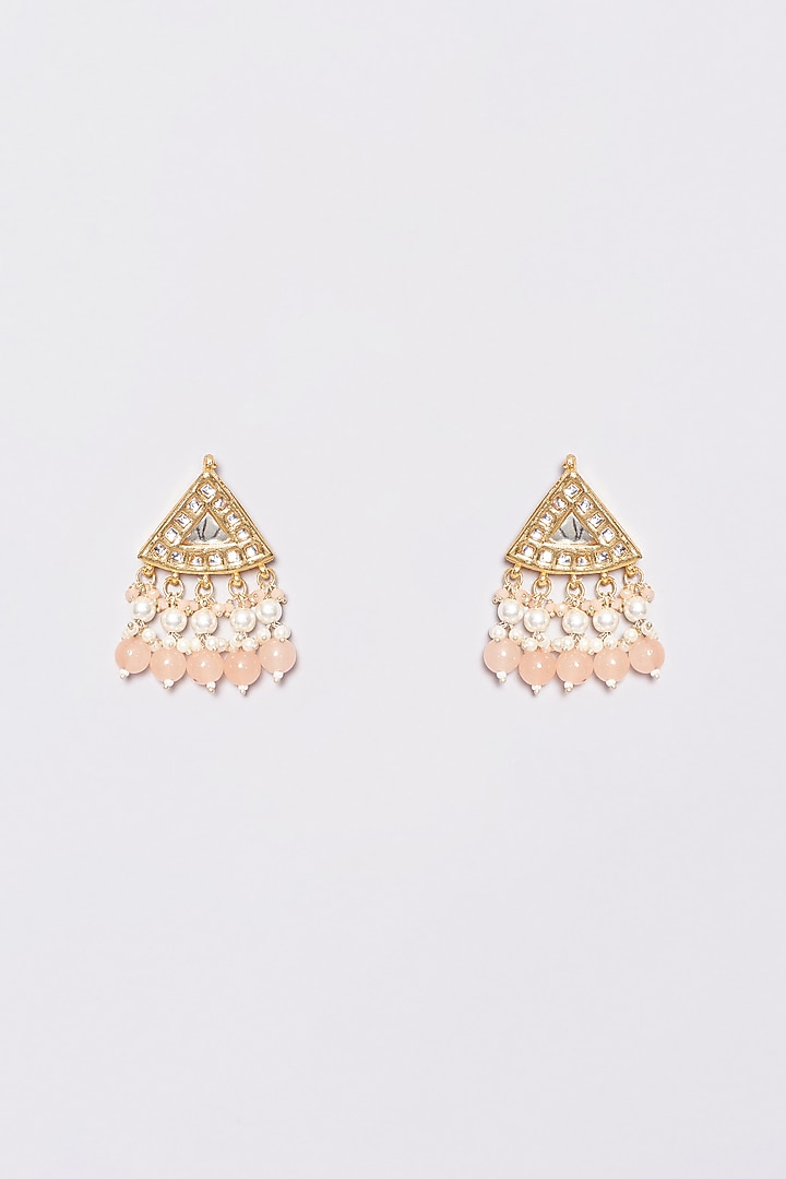 Gold Plated Kundan & Pearl Dangler Earrings by Just Shraddha at Pernia's Pop Up Shop