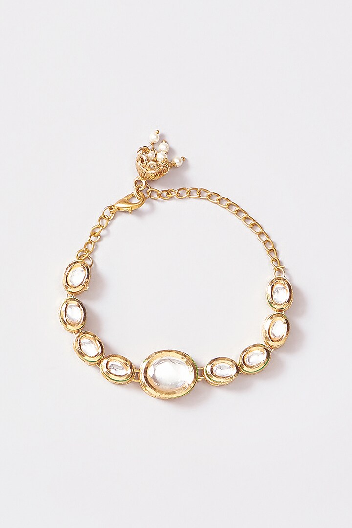 Gold Plated Kundan Polki Bracelet by Just Shraddha at Pernia's Pop Up Shop