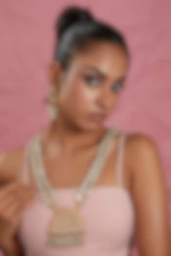 Gold Plated Kundan & Beaded Peacock Pendant Mala Necklace Set by Just Shraddha at Pernia's Pop Up Shop