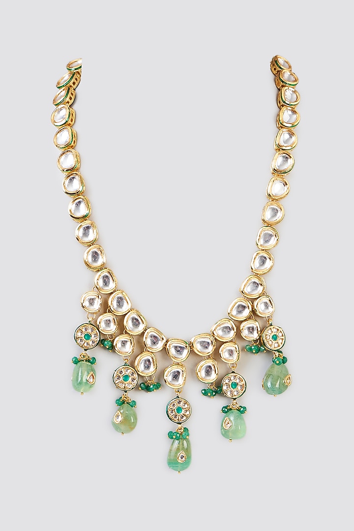 Gold Plated Kundan Polki Necklace by Just Shraddha at Pernia's Pop Up Shop