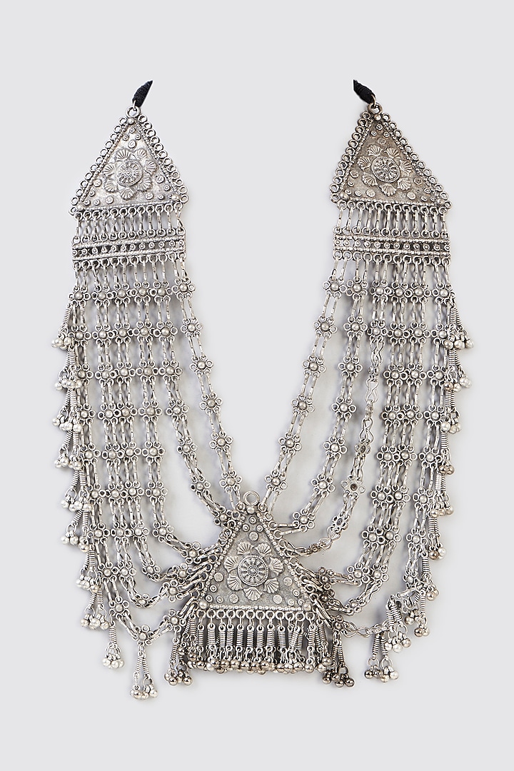 Oxidised Silver Finish Layered Necklace by Just Shraddha at Pernia's Pop Up  Shop