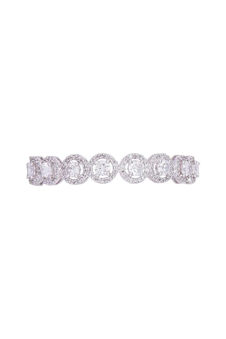 White Finish Faux Solitaire Bangles by Just Shraddha at Pernia's Pop Up Shop