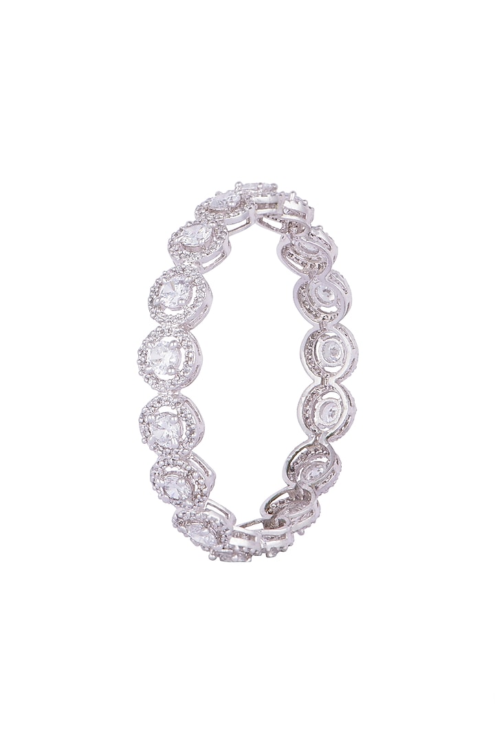 White Finish Faux Solitaire Bangles by Just Shraddha at Pernia's Pop Up Shop