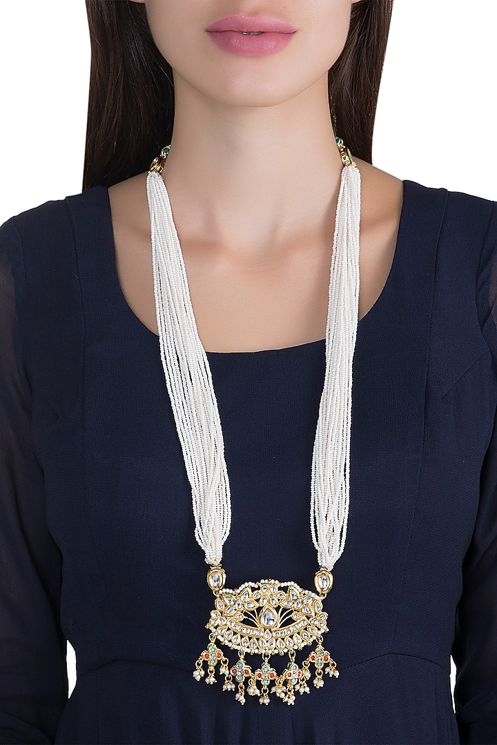 Gold Plated Kundan Pendant Necklace by Just Shraddha at Pernia's Pop Up Shop