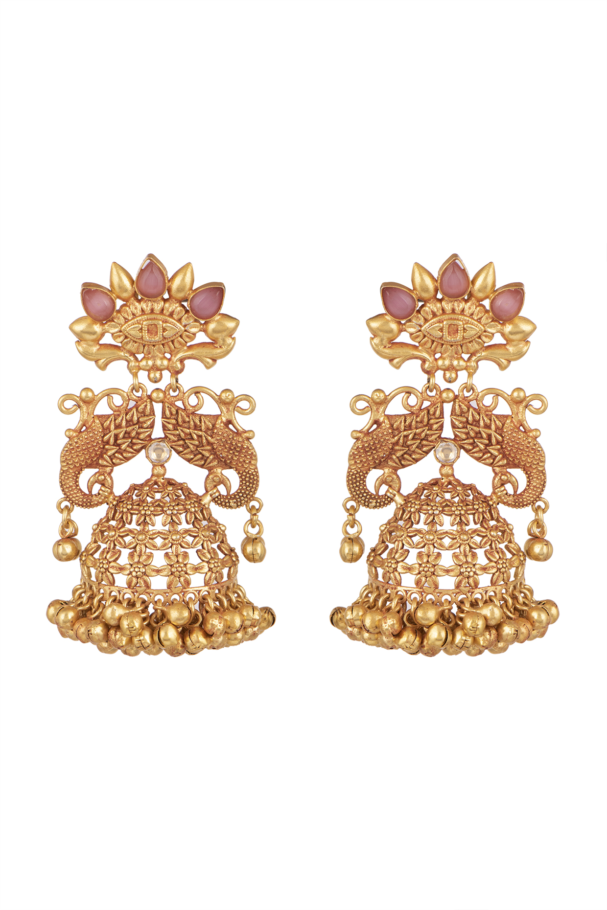 Gold Plated Peacock Earrings With Ghungroo by Just Shraddha-POPULAR PRODUCTS AT STORE