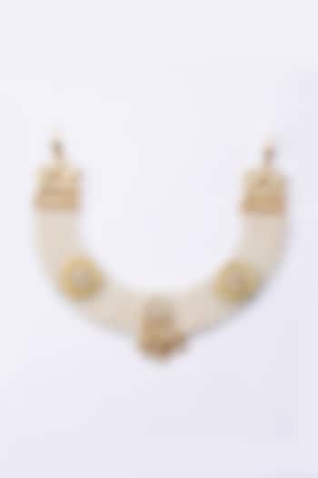 Gold Plated Kundan Polki & Pearl Choker Necklace by Just Shraddha