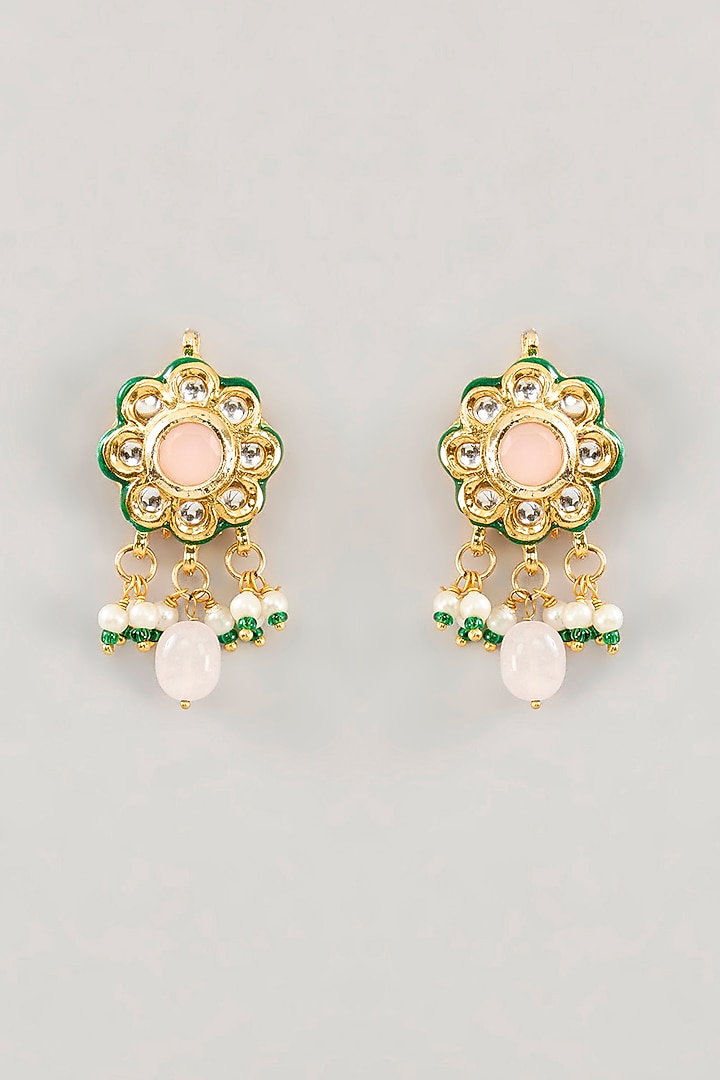 Gold Plated Bead & Pearl Floral Choker Necklace Set by Just Shraddha at Pernia's Pop Up Shop