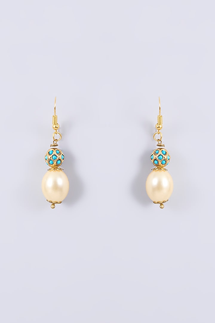 Gold Plated Kundan Polki & Pearl Kilangi Pendant Necklace Set by Just Shraddha at Pernia's Pop Up Shop