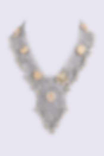 Two-Tone Finish Kundan Polki & Motif Oxidised Necklace by Just Shraddha at Pernia's Pop Up Shop