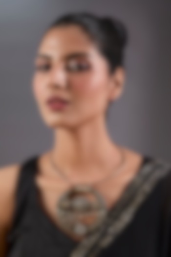 Black Rhodium Finish Oxidised Pendant Hasli Necklace by Just Shraddha at Pernia's Pop Up Shop