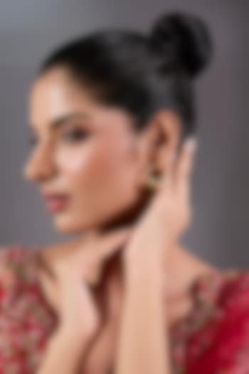 Gold Plated Kundan Polki Hoop Earrings by Just Shraddha at Pernia's Pop Up Shop