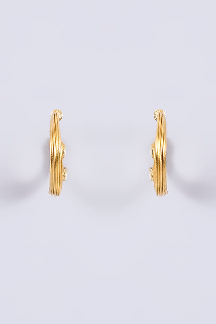 Gold Plated Kundan Polki Hoop Earrings by Just Shraddha at Pernia's Pop Up Shop