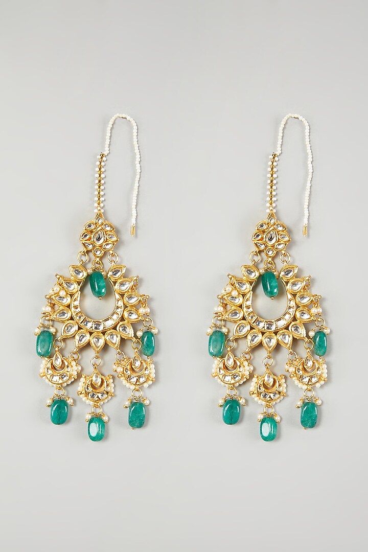 Gold Plated Kundan Polki Earrings by Just Shraddha at Pernia's Pop Up Shop