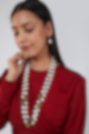 Two Tone Finish Kundan Polki & Pearls Necklace Set by Just Shraddha at Pernia's Pop Up Shop