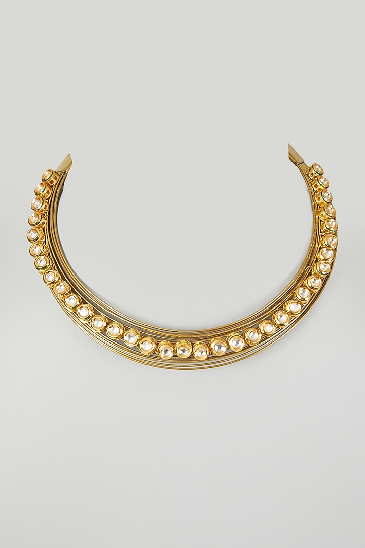 Gold Plated Kundan Polki Choker Necklace by Just Shraddha at Pernia's Pop Up Shop
