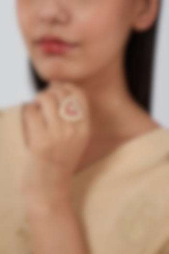 Gold Plated Kundan Polki Triangular Ring by Just Shraddha at Pernia's Pop Up Shop