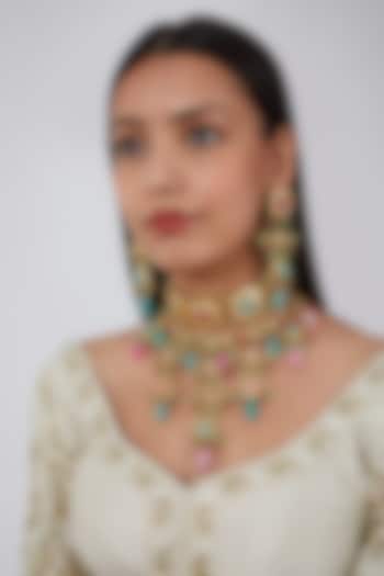 Gold Plated Necklace Set With Kundan Polki by Just Shraddha