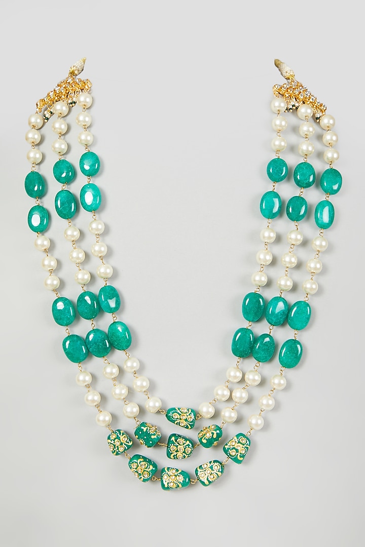 Gold Plated Head Painted Beads Necklace by Just Shraddha at Pernia's Pop Up Shop