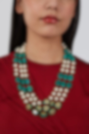 Gold Plated Head Painted Beads Necklace by Just Shraddha