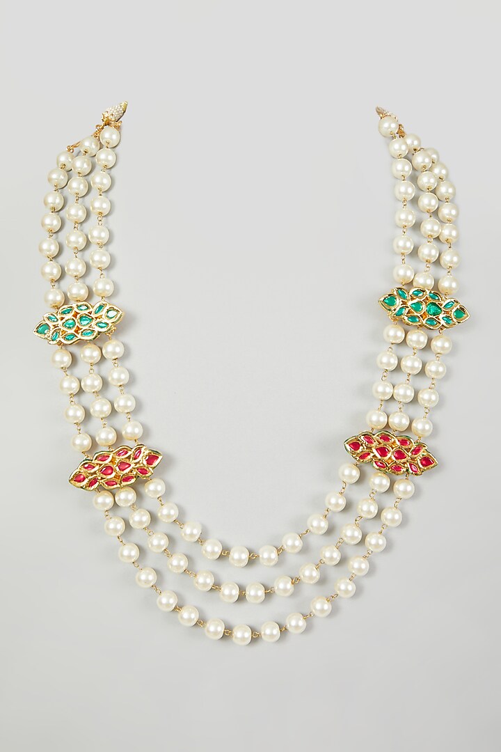 Gold Plated Pearls Necklace by Just Shraddha at Pernia's Pop Up Shop