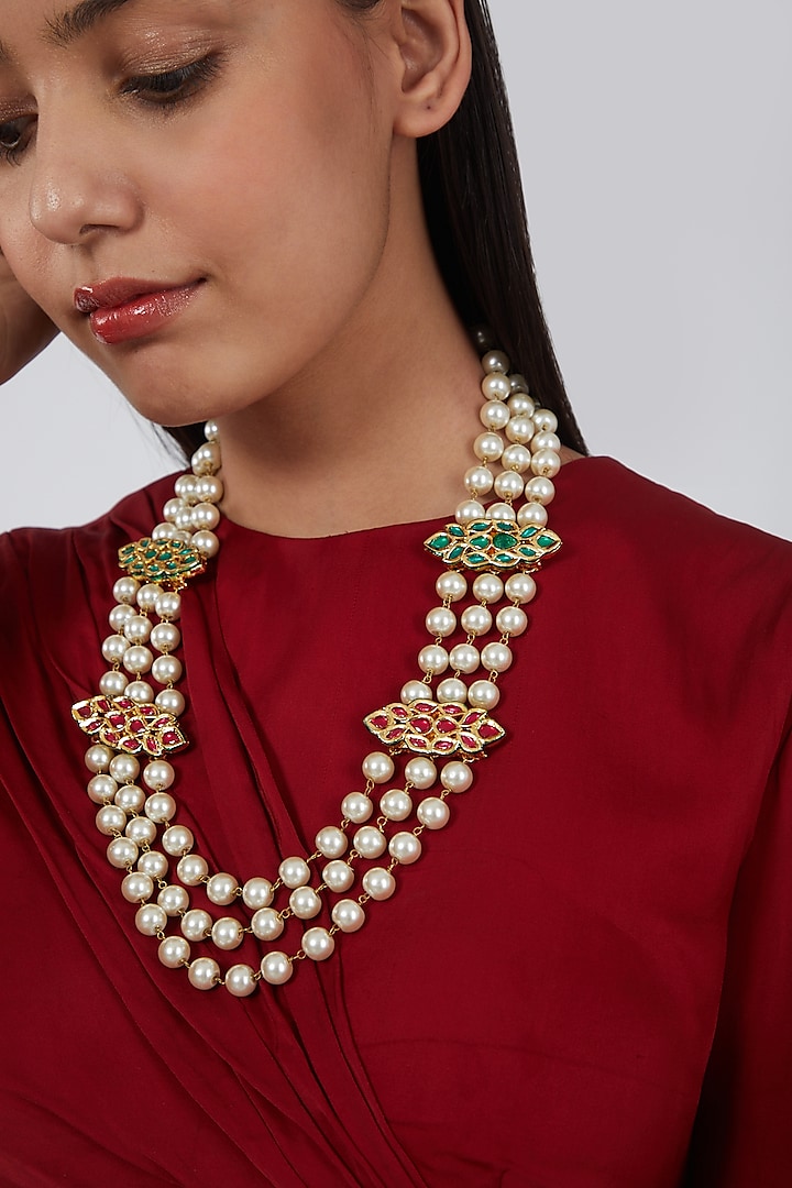Gold Plated Pearls Necklace by Just Shraddha
