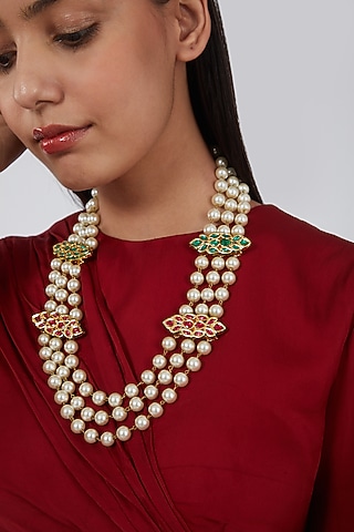 Gold Plated Pearls Necklace by Just Shraddha