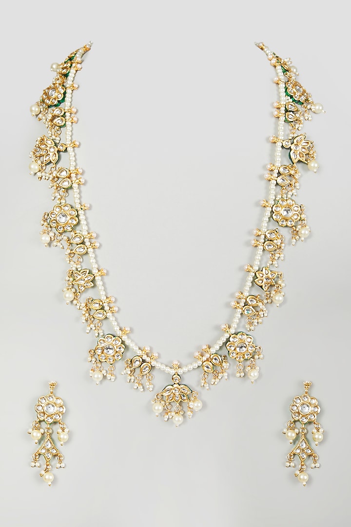 Gold Plated Pearl Necklace Set by Just Shraddha at Pernia's Pop Up Shop