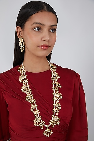 Gold Plated Pearl Necklace Set by Just Shraddha
