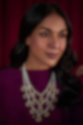 Gold Plated Ruby & Pearl Tiered Necklace by Just Shraddha at Pernia's Pop Up Shop