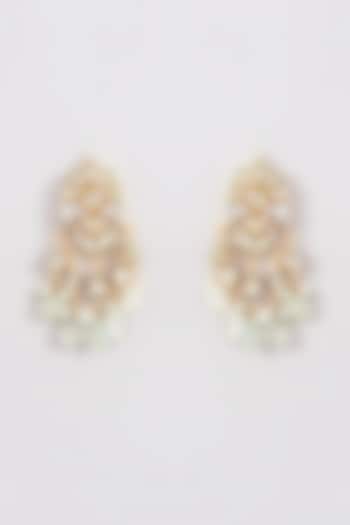 Gold Plated Kundan Polki & Pearl Meenakari Dangler Earrings by Just Shraddha at Pernia's Pop Up Shop