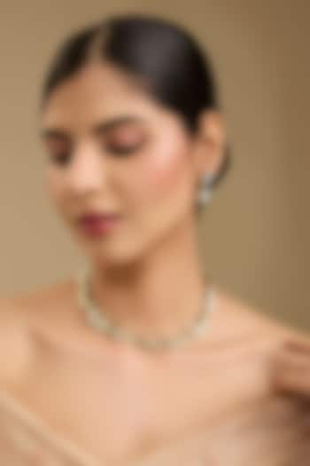 Gold Finish Natural Stone Green Meenakari Necklace Set by Just Shraddha at Pernia's Pop Up Shop