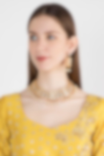 Gold Plated Kundan Choker Necklace Set by Just Shraddha