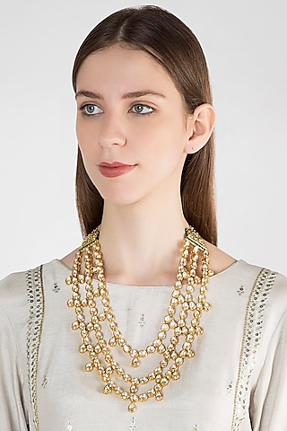 Gold Plated Meenakari Layered Maharani Necklace by Just Shraddha