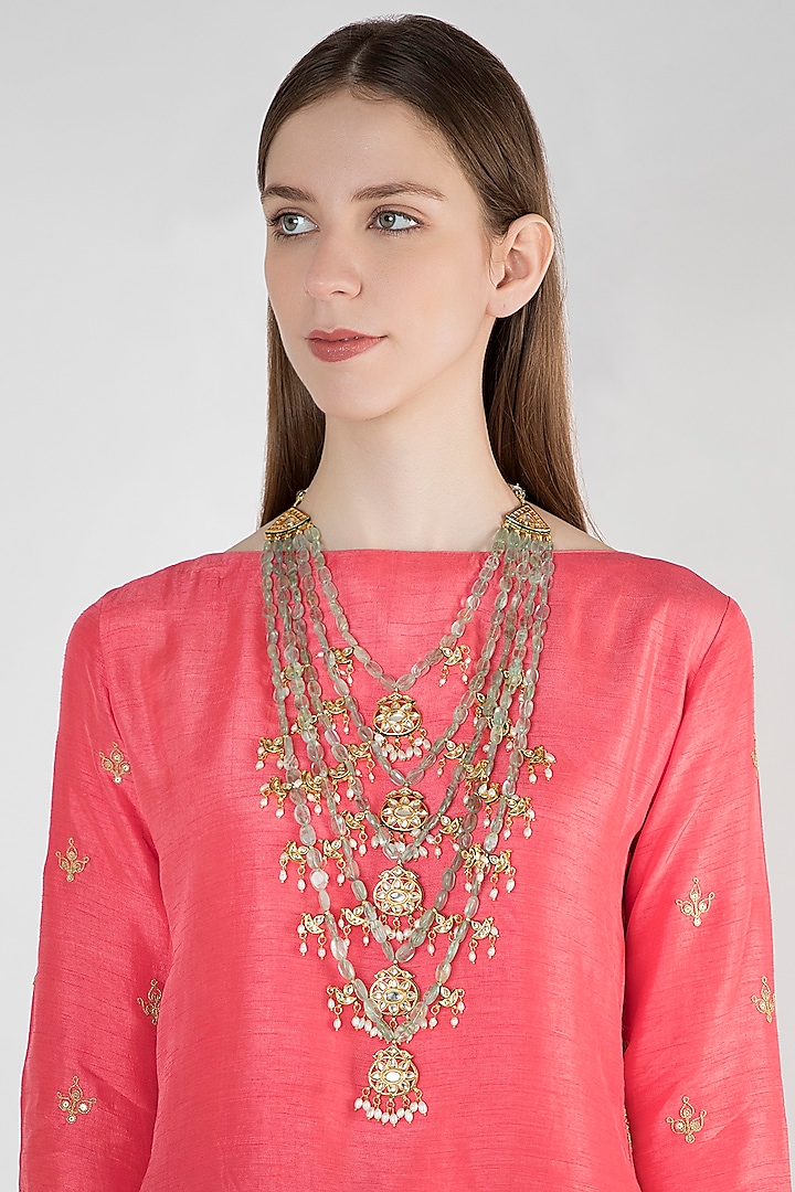 Gold Plated Meenakari Beaded Necklace by Just Shraddha