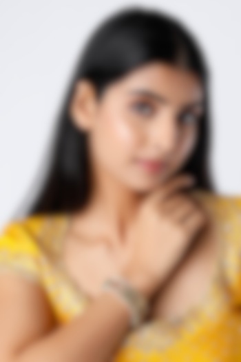 Gold Plated Meenakari Motifs Bracelet With Red Stone by Just Shraddha at Pernia's Pop Up Shop