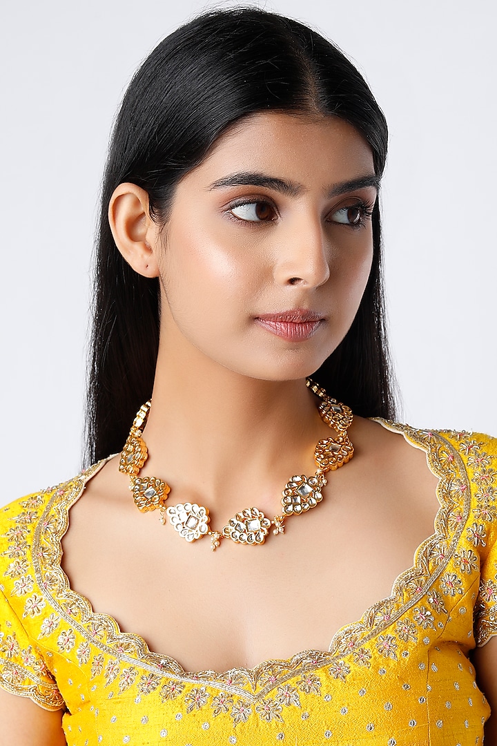 Gold Plated Tulip Motifs Necklace by Just Shraddha