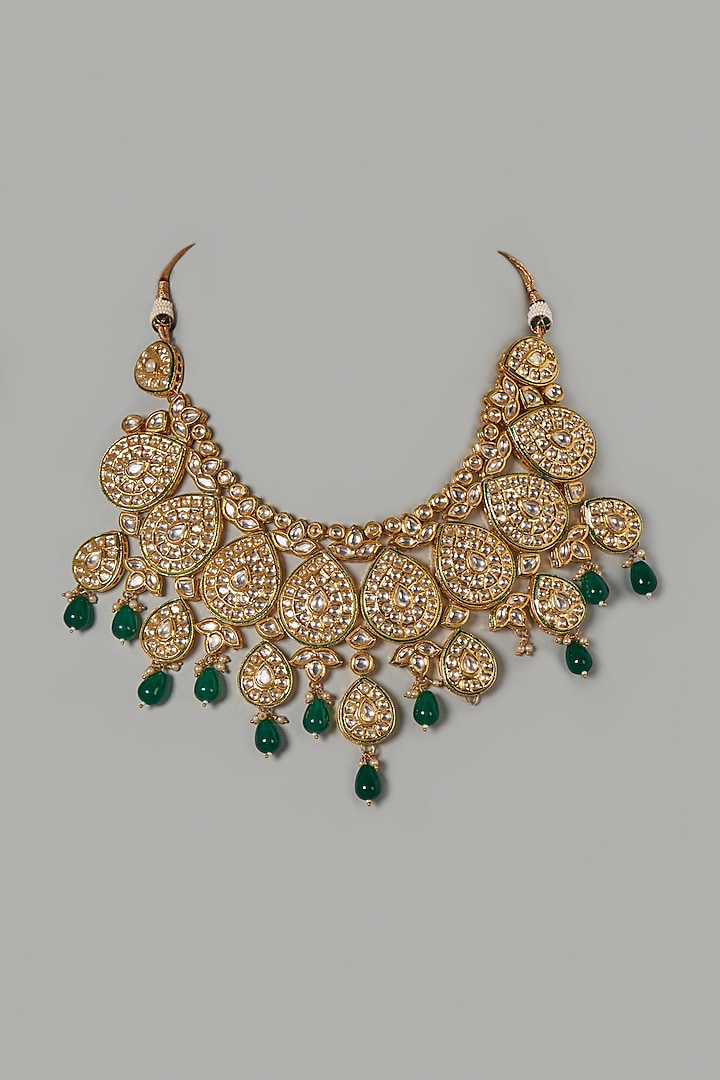 Gold Plated Kundan Polki Bridal Choker Necklace by Just Shraddha