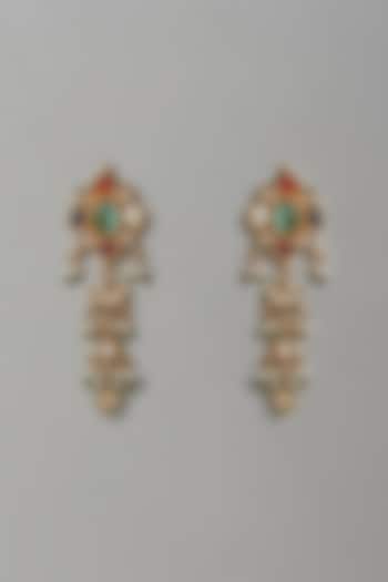 Gold Plated Navratna Dangler Earrings by Just Shraddha