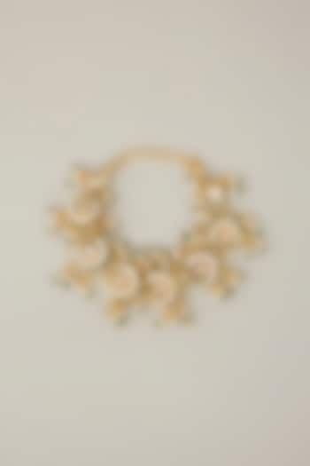 Gold Plated Pearl Hanging Green Meenakari Bracelet by Just Shraddha at Pernia's Pop Up Shop